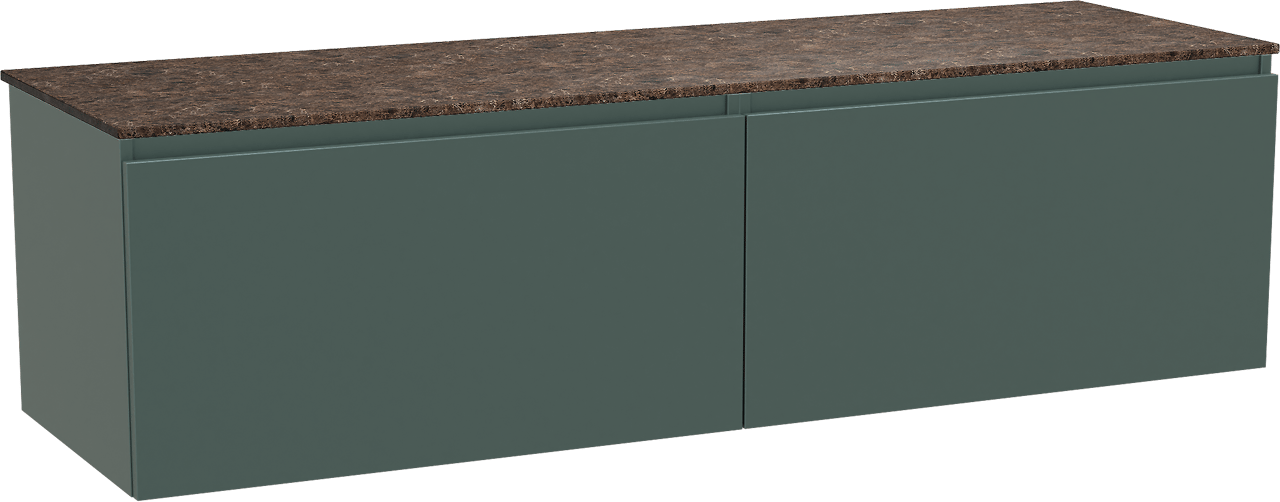 Balmani Sfera zwevend badmeubel 180 x 55 cm forest met Stretto enkel of dubbel wastafelblad in marmer dark emperador