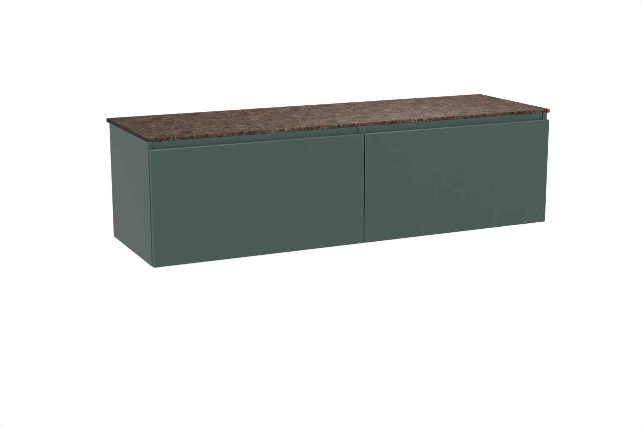 Balmani Sfera hängendes Möbelstück Set: 180 x 55 cm, Forest, mit Stretto Einzel- oder Doppel Waschtischplatte, Marmor Dark Emperador