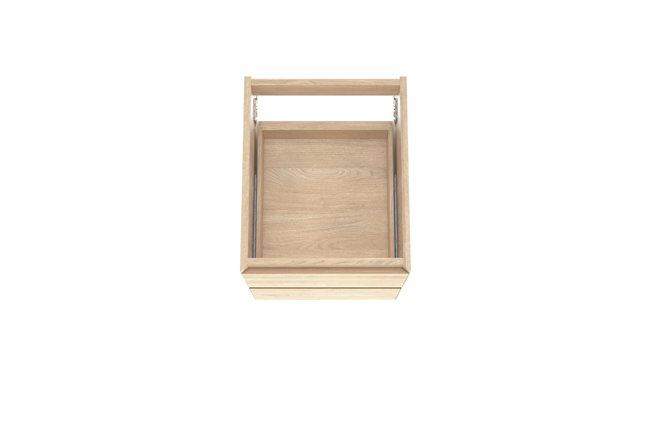 Balmani Mitra hängender Waschbeckenunterschrank: 45 x 55 cm, Eiche Natur, Furnierholz, 2 Schubladen