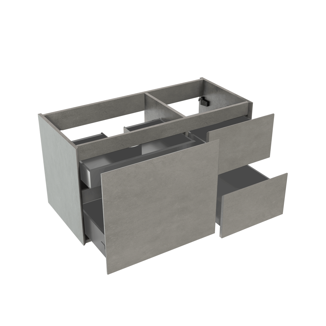 Storke Edge wastafelonderkast assymetrisch beton grijs 100x46cm zwevend