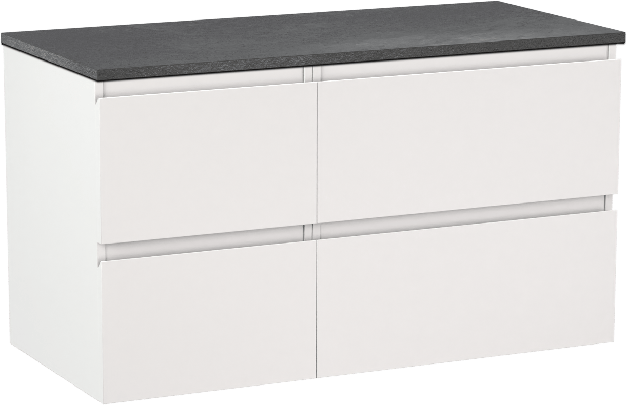 Linie Lado meuble salle de bains suspendu 100 x 46 cm blanc mat avec Lado tablette simple ou double en mélaminé ardoise gris