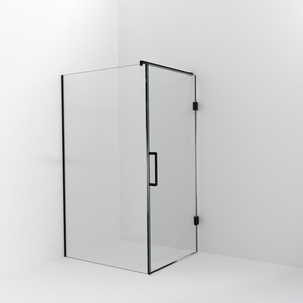 Balmani Modular douche à l'italienne avec porte: 120 x 200 cm avec porte 100 cm, Verre transparent avec coating, Profil Noir mat