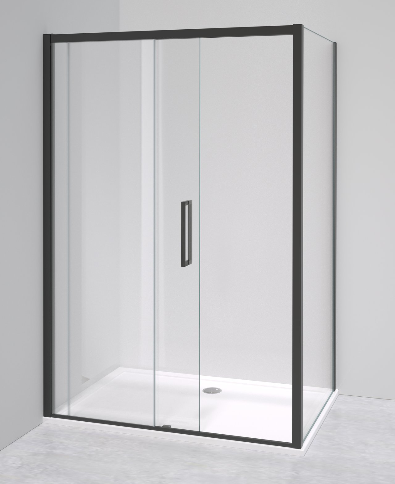 Luca Varess Senses paroi de douche avec porte coulissante et paroi latérale fixe 90 x 140 cm verre transparent profil noir mat