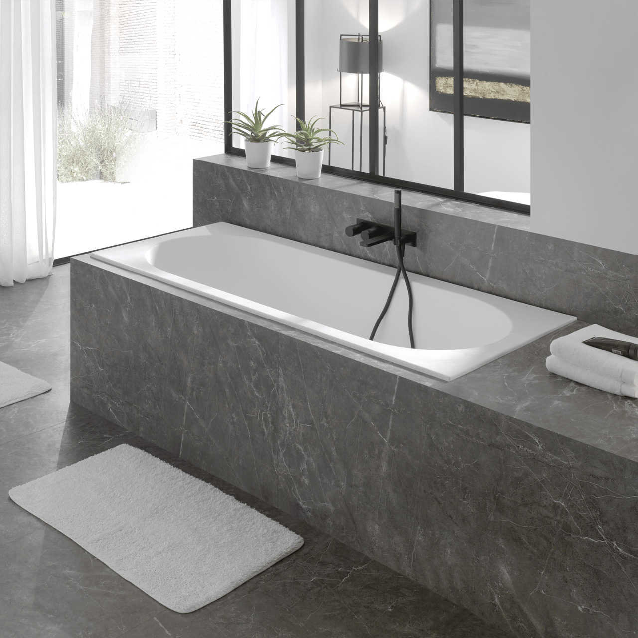 Luca Varess Snello baignoire encastrable duo 180 x 80 cm acrylique blanc mat