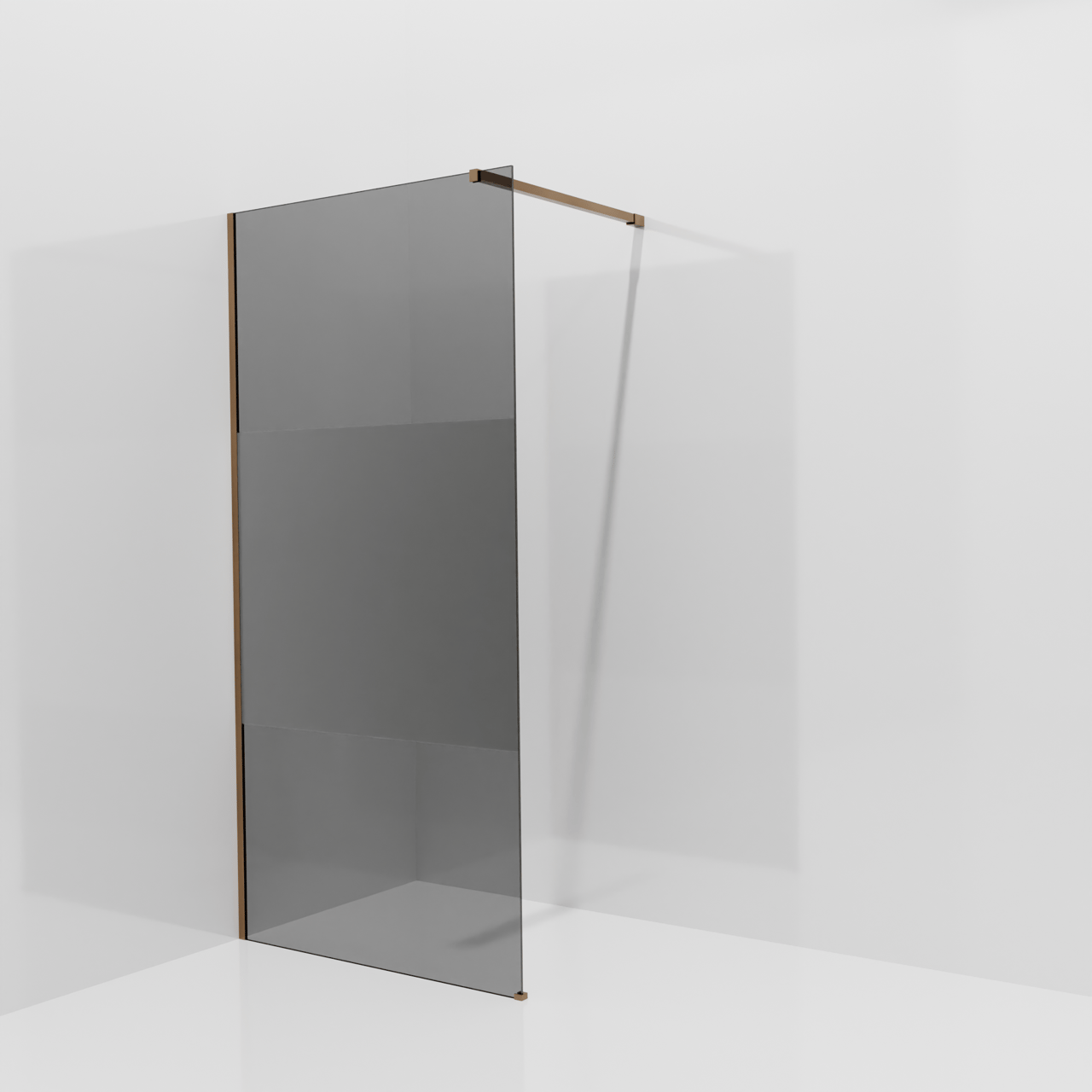 Balmani Modular inloopdouche: 100 x 200 cm, Rookglas met matte strook, Brushed Rosegold profielen