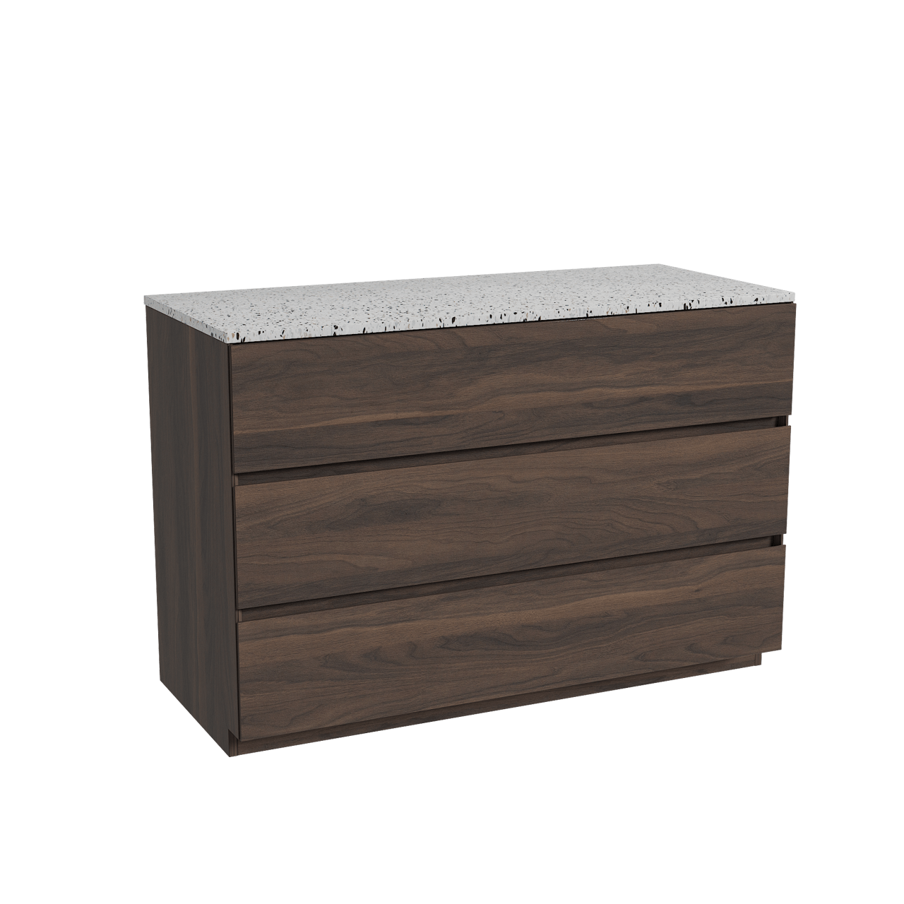 Storke Edge meuble salle de bains à poser 120 x 52 cm noyer avec Tavola tablette simple ou double en blanc/noir mat terrazzo