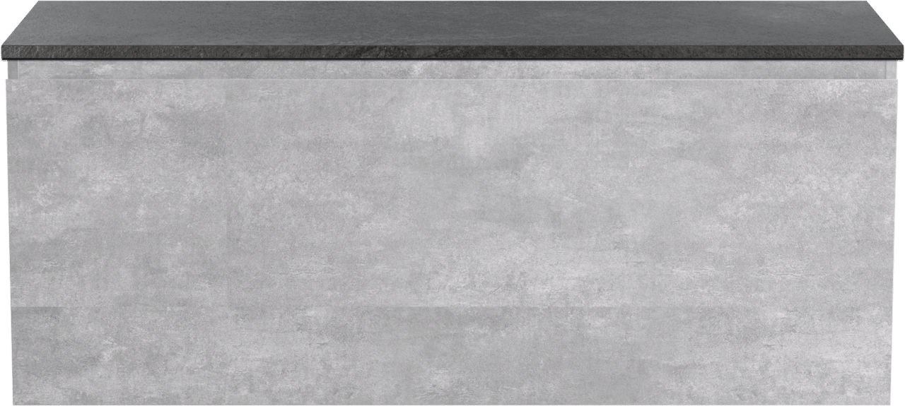 Linie Lado zwevend badmeubel 120 x 46 cm beton donkergrijs met Lado enkel of dubbel wastafelblad in melamine grijze leisteen