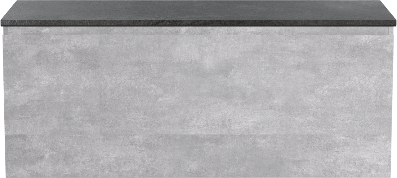 Linie Lado zwevend badmeubel 120 x 46 cm beton donkergrijs met Lado enkel of dubbel wastafelblad in melamine grijze leisteen