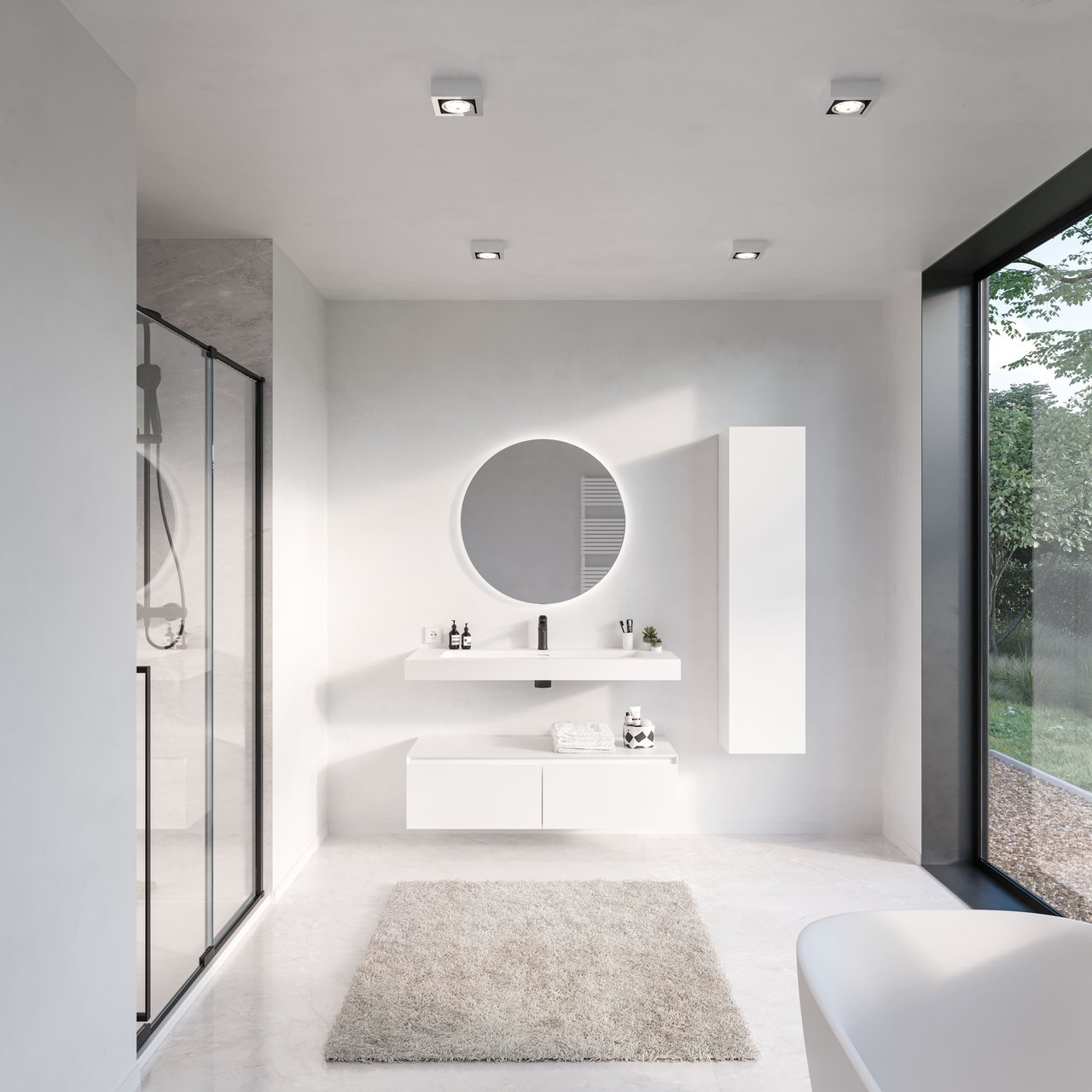 Storke Edge Modulo Badhochschrank: Hängend, Weiß matt, 35 x 25 x 150 cm