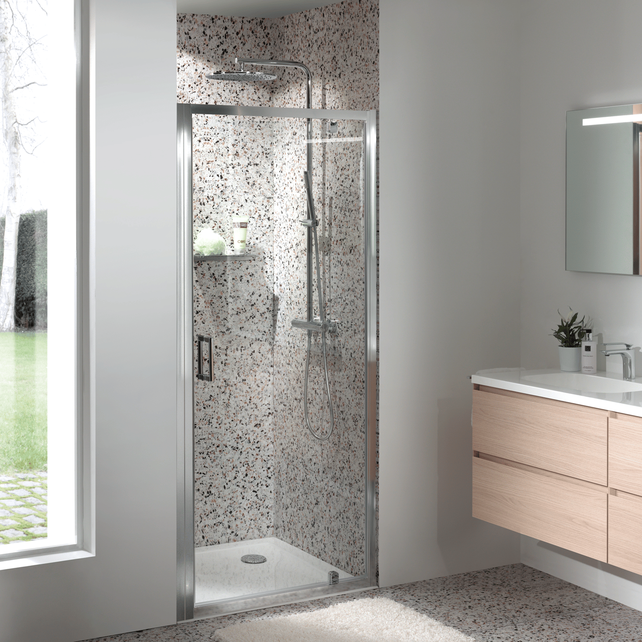Luca Varess Vidor douche draaideur 90 x 190 cm helder glas glans chroom profiel