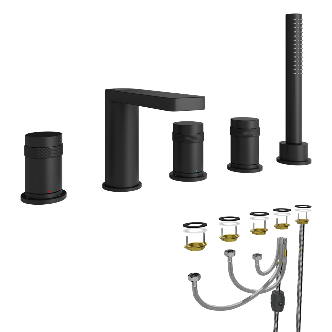 Blaufoss Sonic 5-gats badrandkraan met douchekop mat zwart