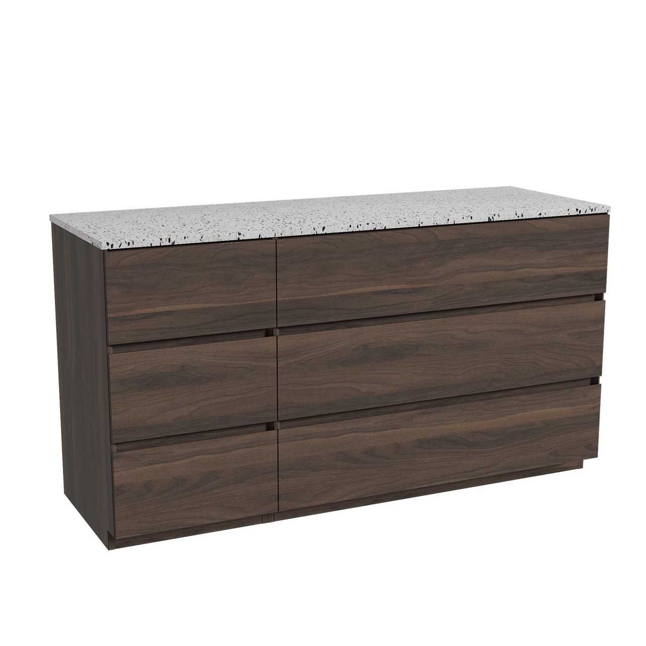 Storke Edge meuble salle de bains à poser 150 x 52 cm noyer avec Tavola tablette simple ou double en blanc/noir mat terrazzo