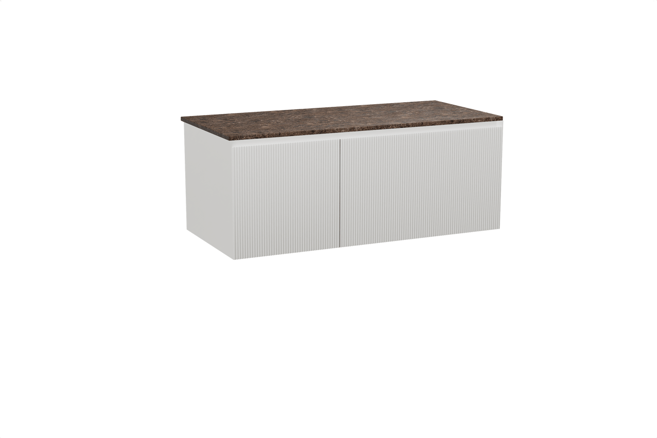 Balmani Fila meuble salle de bains suspendu 120 x 55 cm blanc mat avec Stretto tablette simple ou double en marbre dark emperador, Nervure droite symétrique verticale