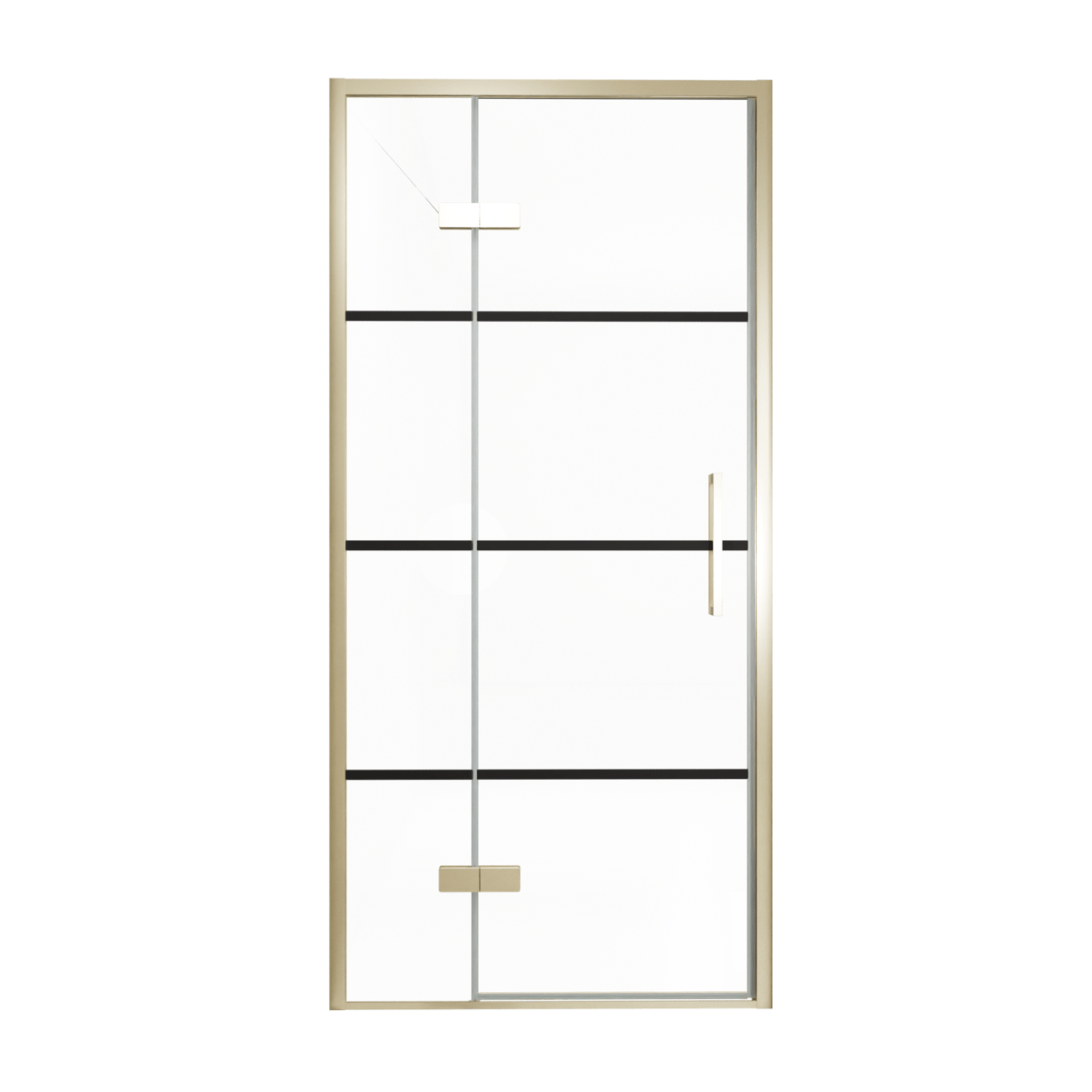 Balmani Senses Design douche draaideur links 100 cm x 210 cm Lined glas, Brushed Champagne Gold profielen, met coating