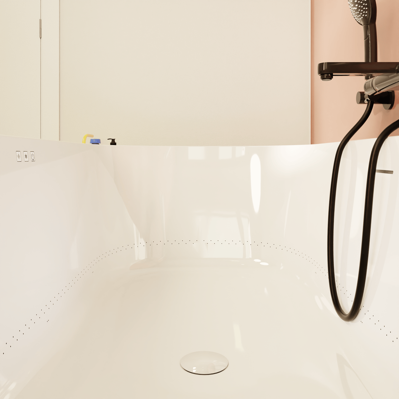 Luca Varess Laguna halfvrijstaand bad airmassage met LED 170 x 85 cm acryl Hoogglans Wit