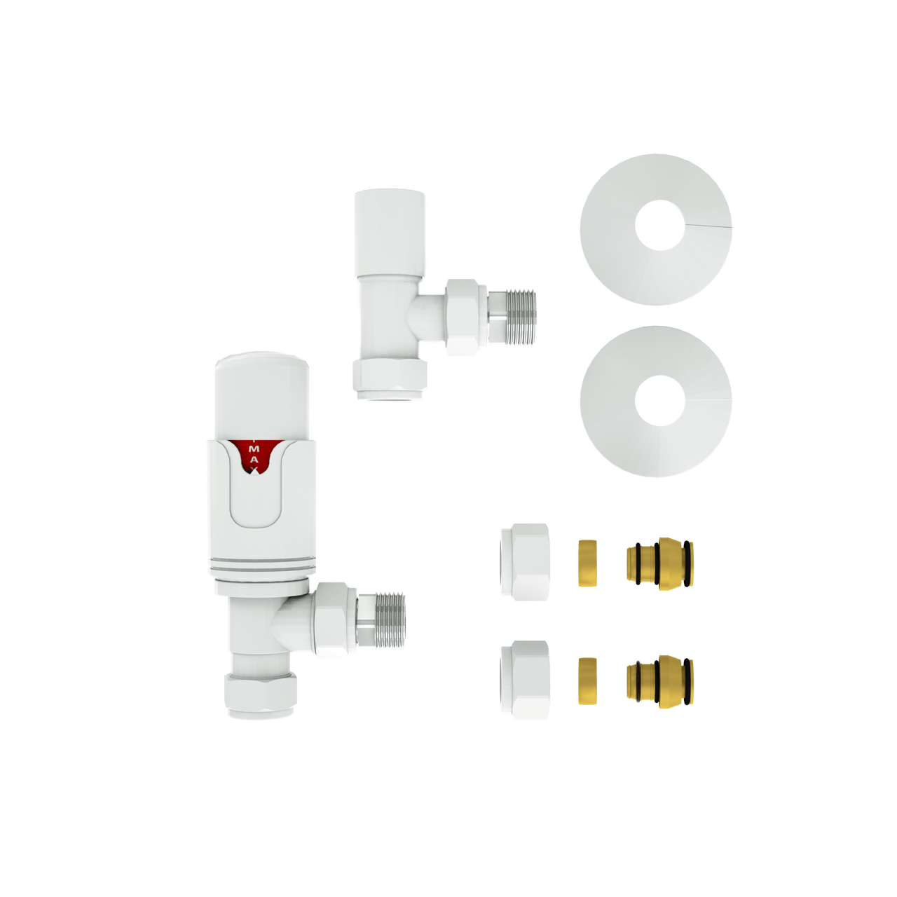 Vipera Torci set de robinet thermostatique connexion coudée à 90° Blanc Brillant