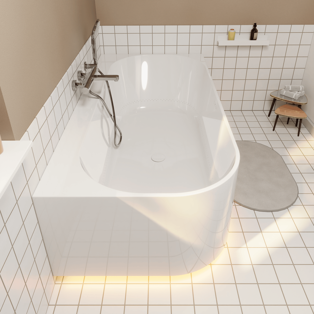 Luca Varess Laguna hoekbad rechts airmassage met LED 170 x 85 cm acryl Hoogglans Wit