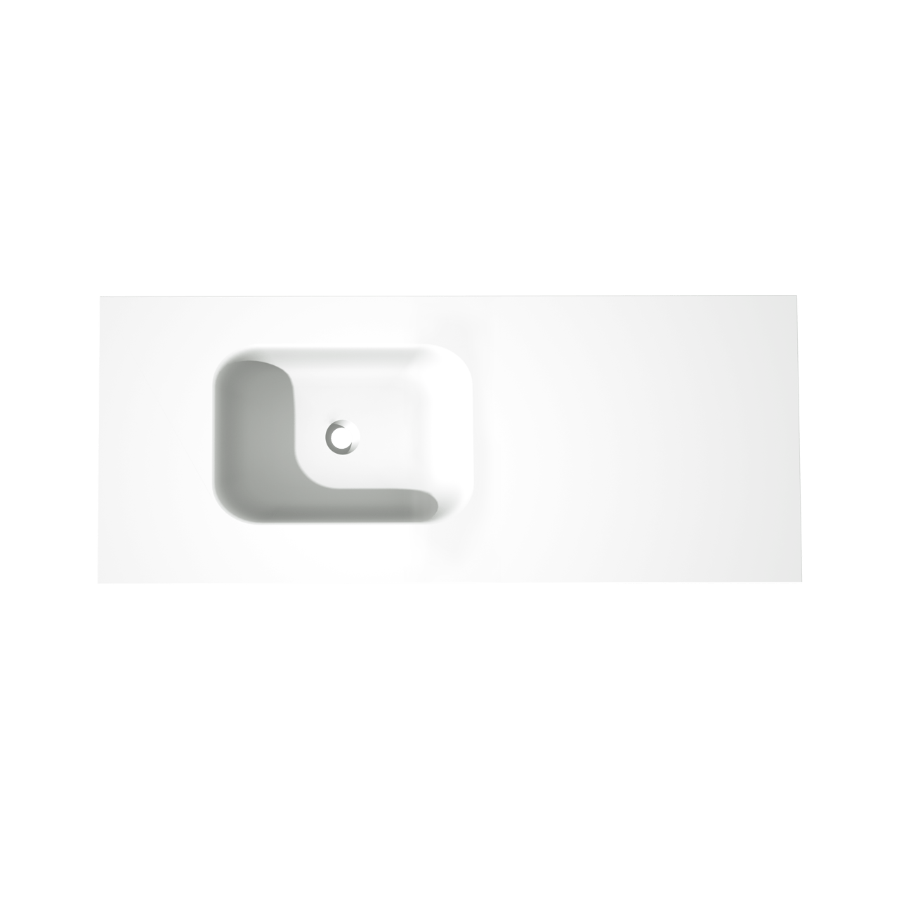 Balmani Tablo Arcato plan vasque asymétrique à gauche mat Solid Surface 135 x 55 cm, bonde non incluse