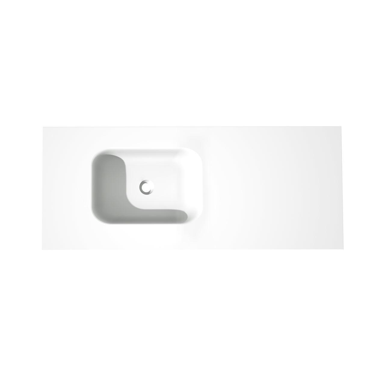 Balmani Tablo Arcato asymmetrisch linkse wastafel matte Solid Surface 135 x 55 cm, exclusief crepine