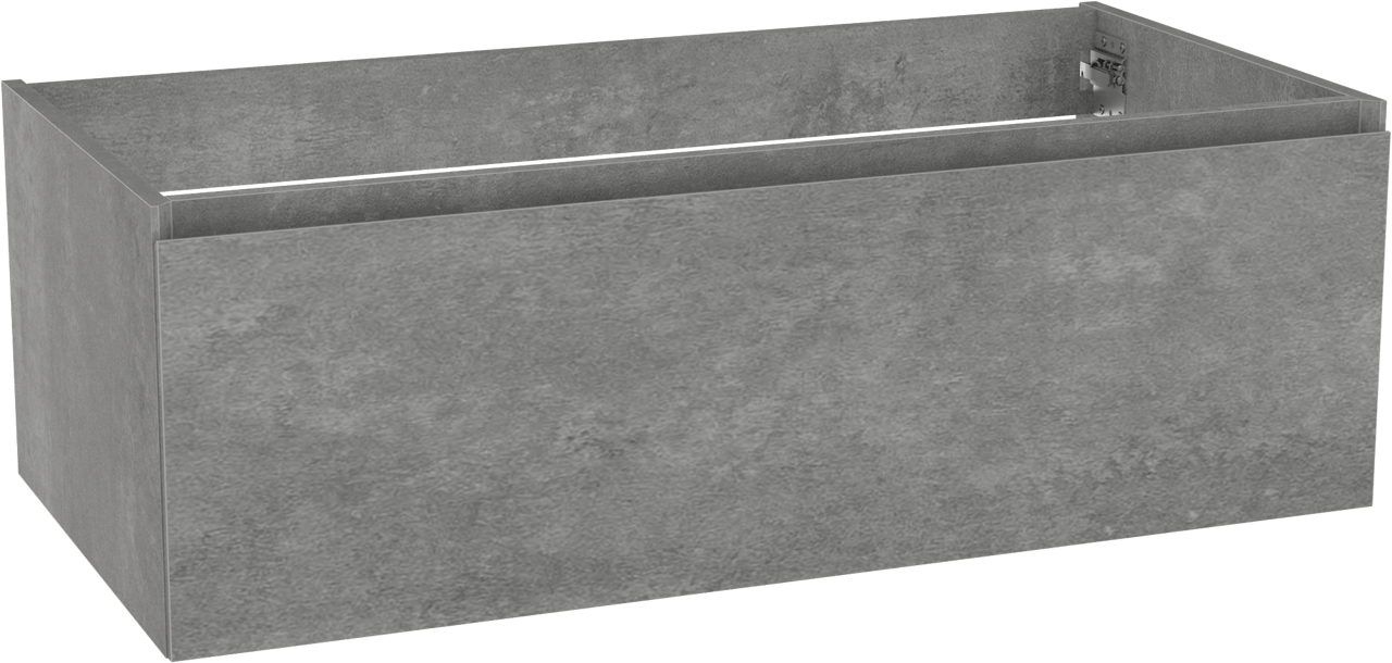 Storke Edge hängender Waschbeckenunterschrank: 105 x 52 cm, Beton dunkelgrau, 1 Schublade