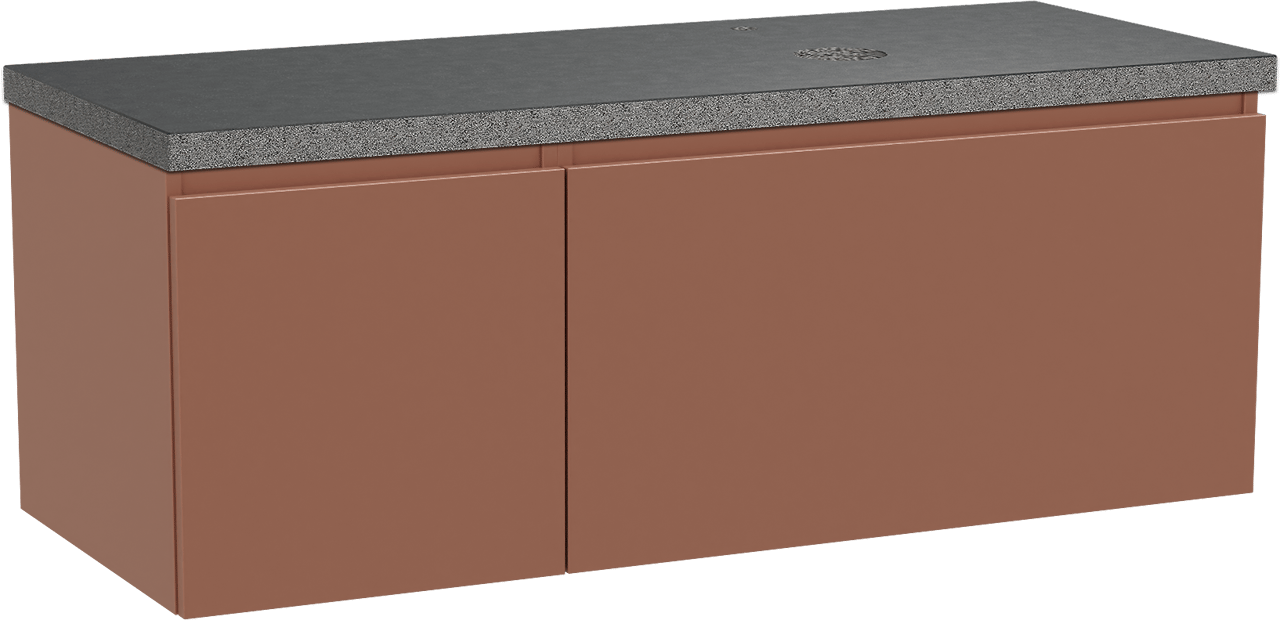 Balmani Sfera zwevend badmeubel 135 x 55 cm cotto met Rock asymmetrisch rechtse wastafel in zwart graniet