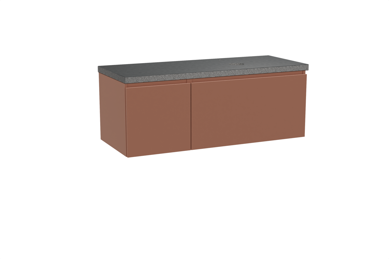 Balmani Sfera meuble salle de bains suspendu 135 x 55 cm cotto avec Rock vasque asymétrique droite en granit noir