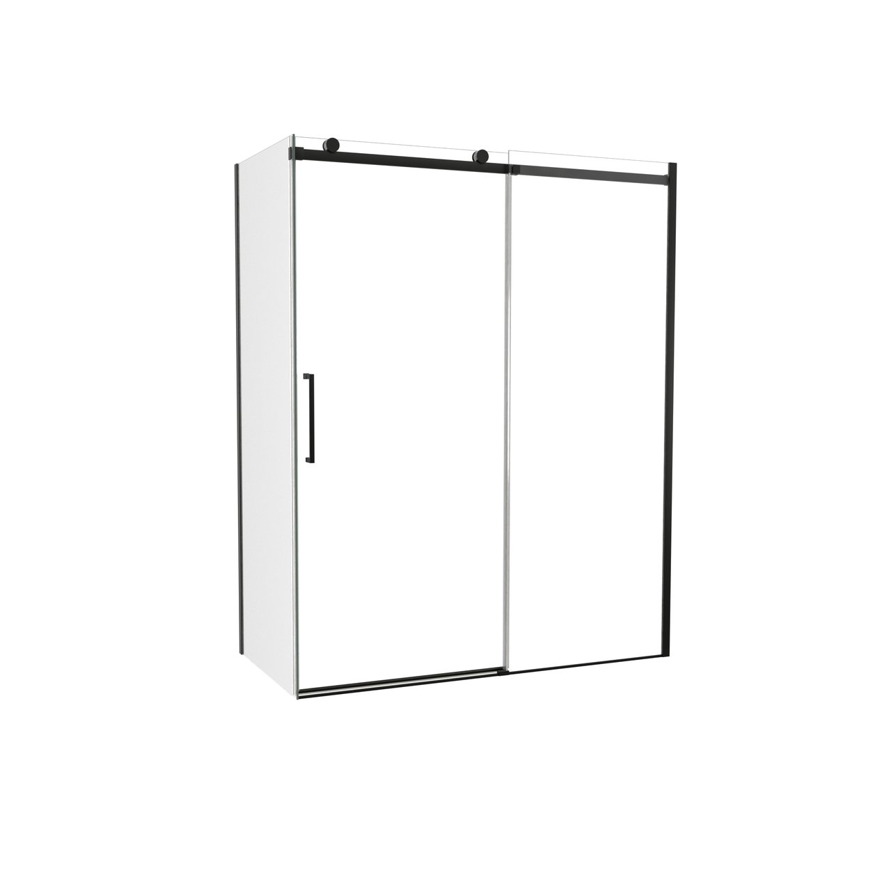 Luca Varess Boltano zijpaneel 80 cm Helder glas mat zwart profiel