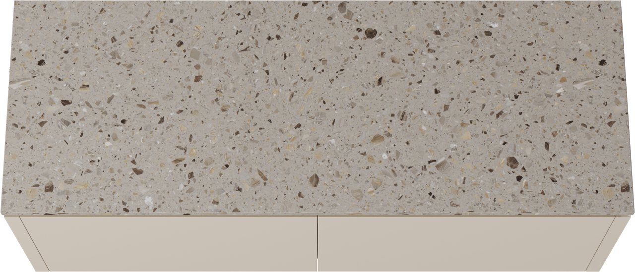 Balmani Eclips meuble salle de bains suspendu 150 x 55 cm Sandbeige avec Stretto tablette simple ou double en Terrazzo greige