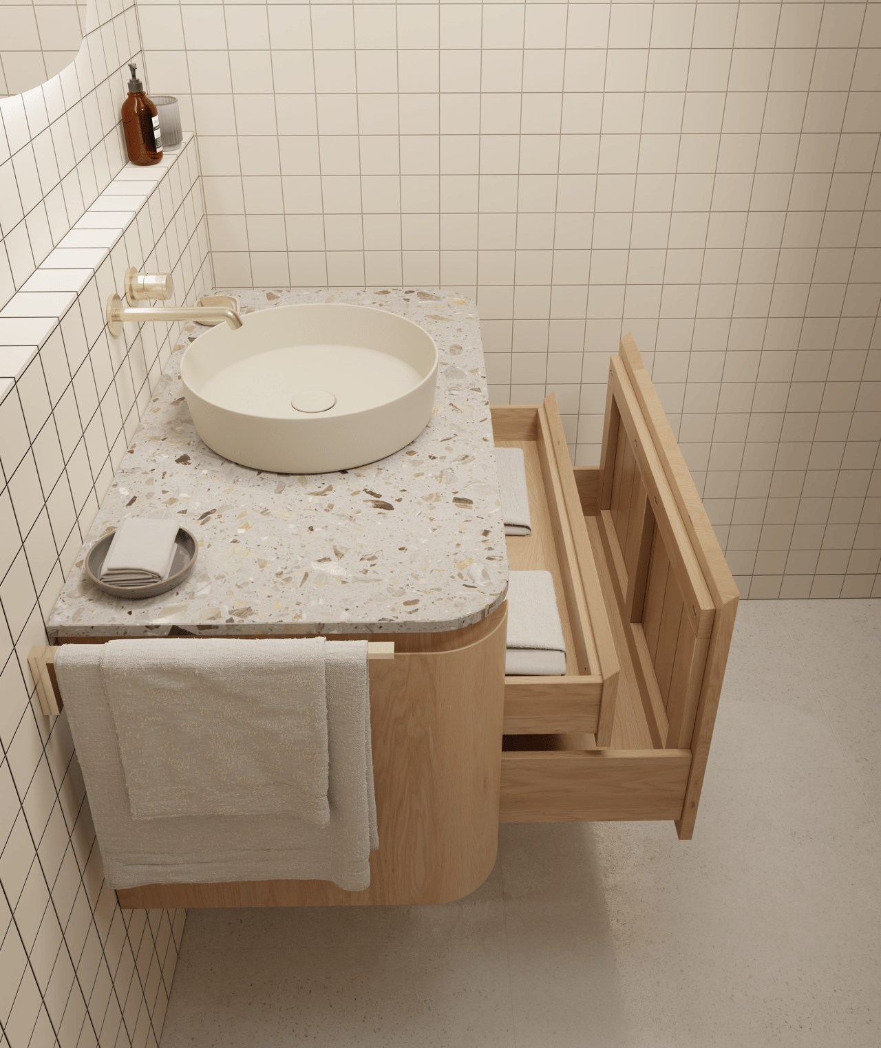 Balmani Moon zwevende wastafelonderkast 100 x 55 cm naturel eiken 2 lades