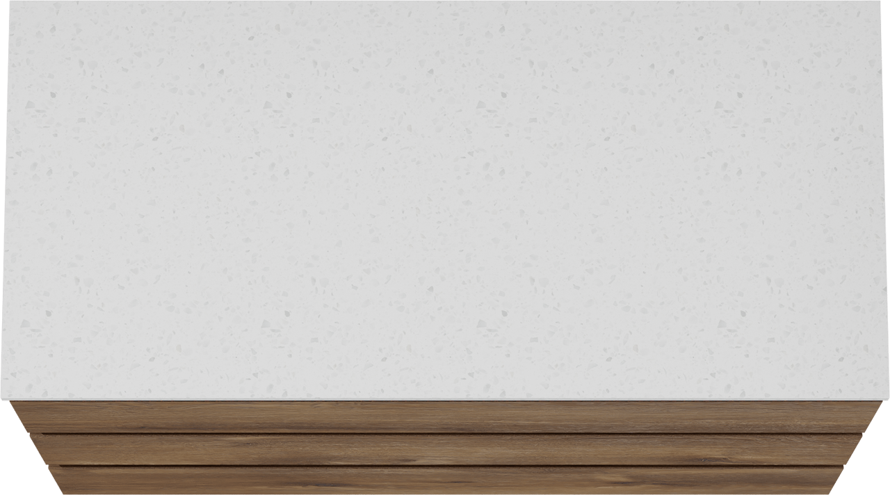 Linie Lado freistehendes Möbelstück Set: 100 x 46 cm, Braune Eiche, mit Lado Einzel- oder Doppel Waschtischplatte, Melamin in Terrazzo Weiß