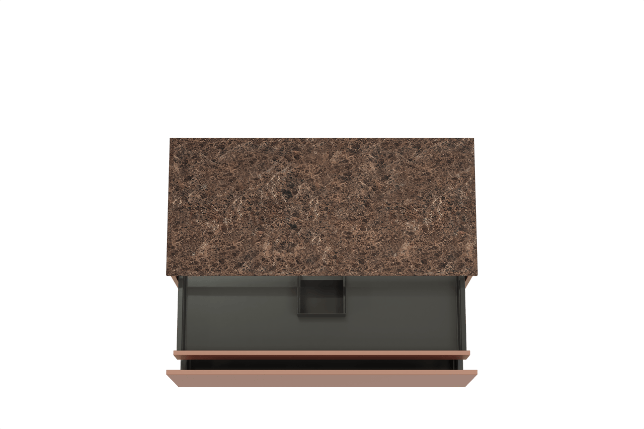 Balmani Sfera zwevend badmeubel 120 x 55 cm cotto met Stretto enkel of dubbel wastafelblad in marmer dark emperador