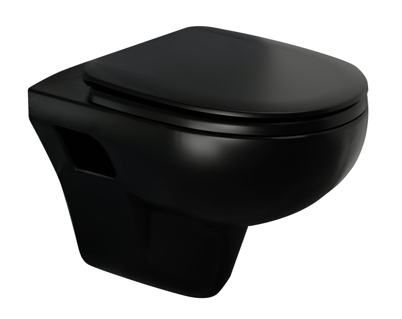 Linie Enzo Hänge WC: Schwarz matt, spülrandlos, inkl. Luxus WC Sitz und Isoliermatte
