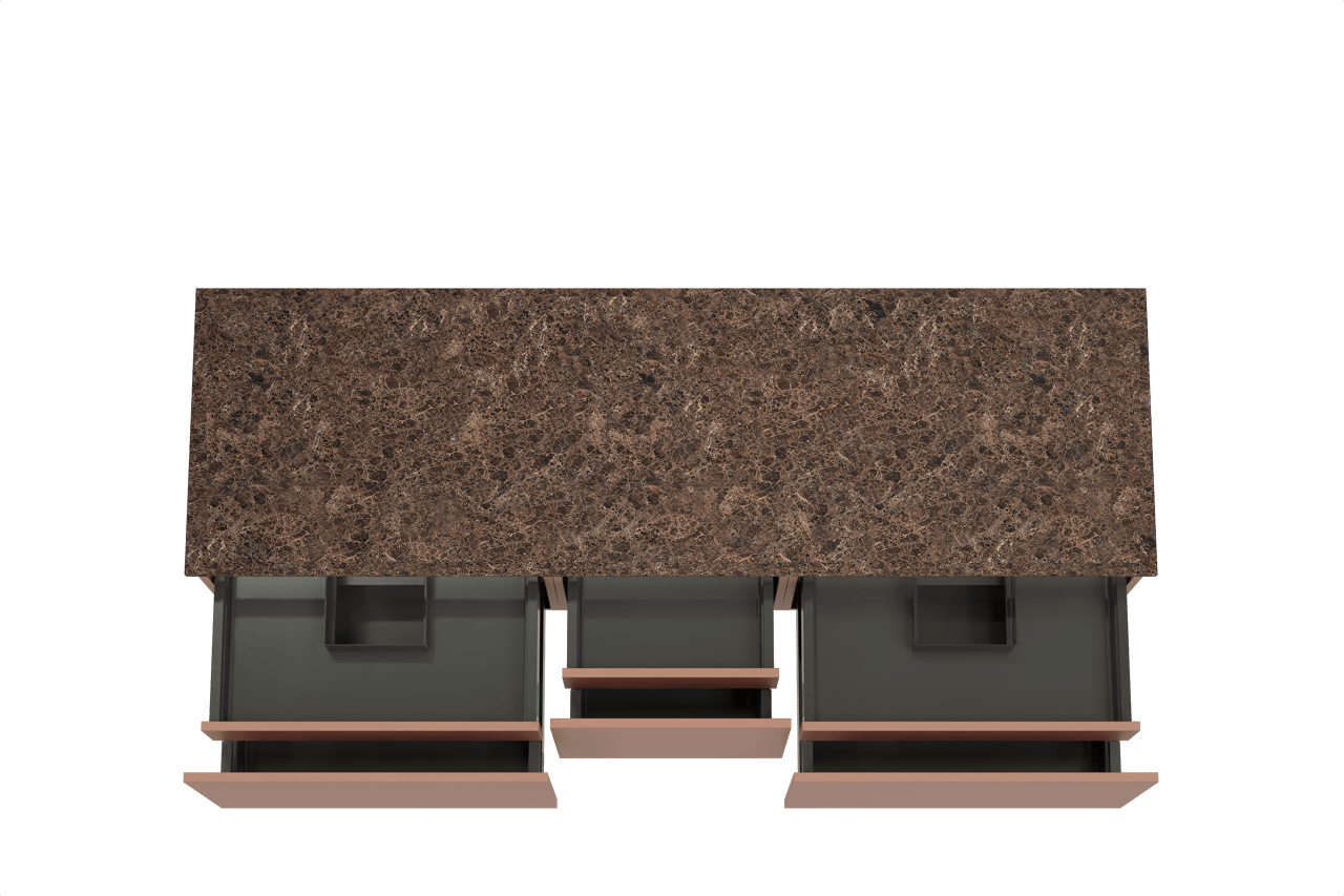 Balmani Sfera hängendes Möbelstück Set: 180 x 55 cm, Cotto, mit Stretto Einzel- oder Doppel Waschtischplatte, Marmor Dark Emperador