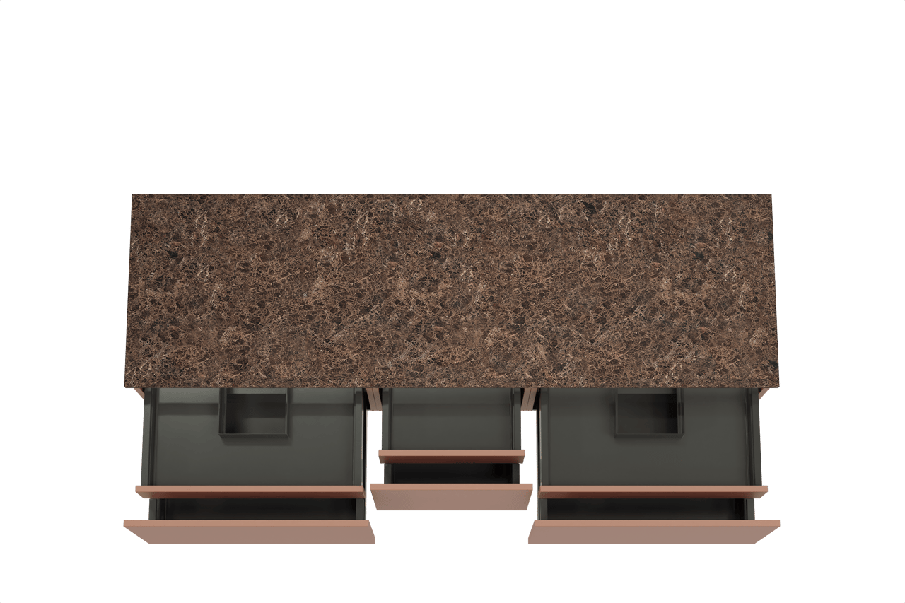 Balmani Sfera hängendes Möbelstück Set: 180 x 55 cm, Cotto, mit Stretto Einzel- oder Doppel Waschtischplatte, Marmor Dark Emperador