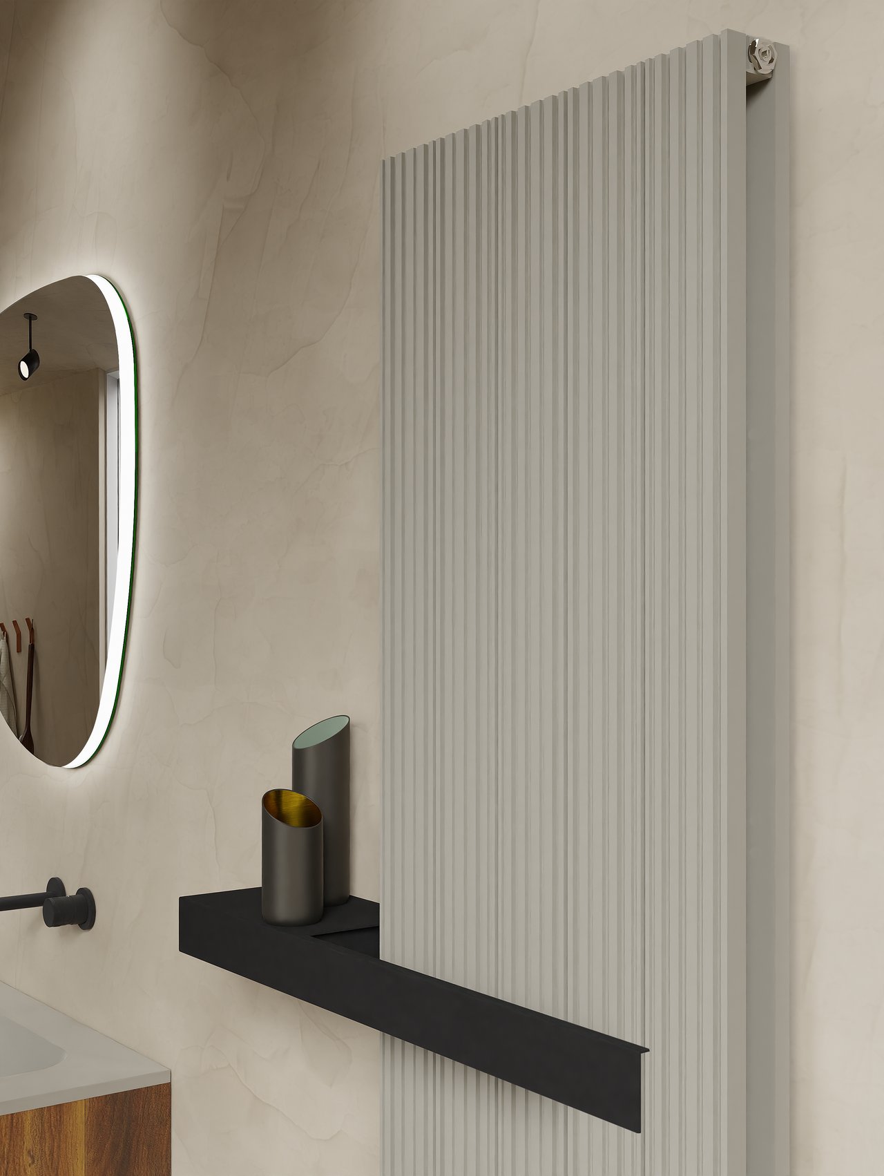 Vipera porte-serviette gauche 50 cm noir mat