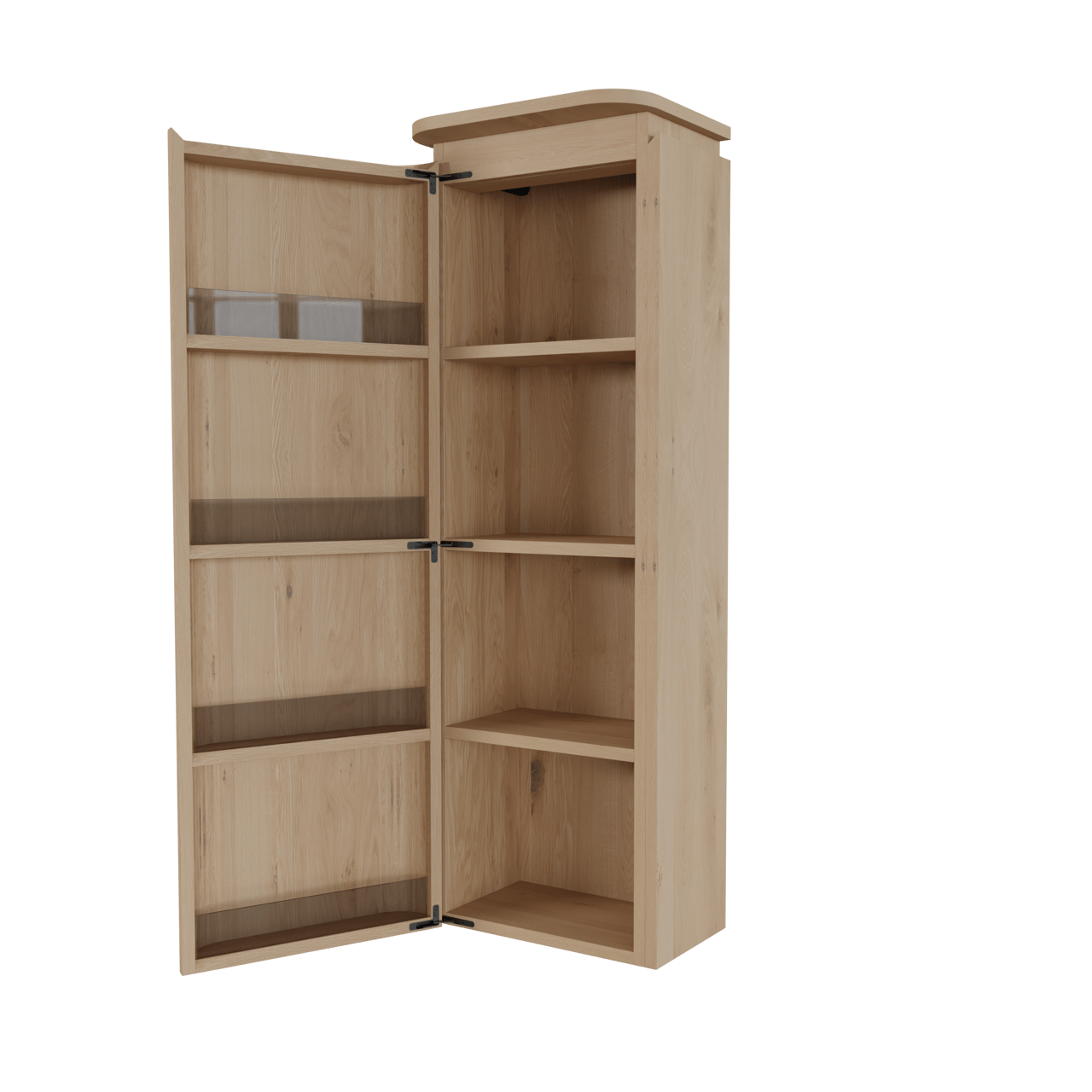 Balmani Moon Badhochschrank: Hängend, links, Eiche Natur, 44 x 32 x 130 cm