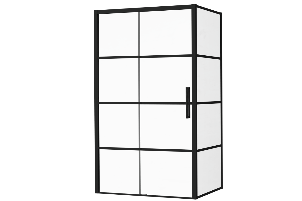 Luca Varess Senses paroi de douche avec porte coulissante gauche et paroi latérale fixe 120 x 90 cm verre Lined profil noir mat