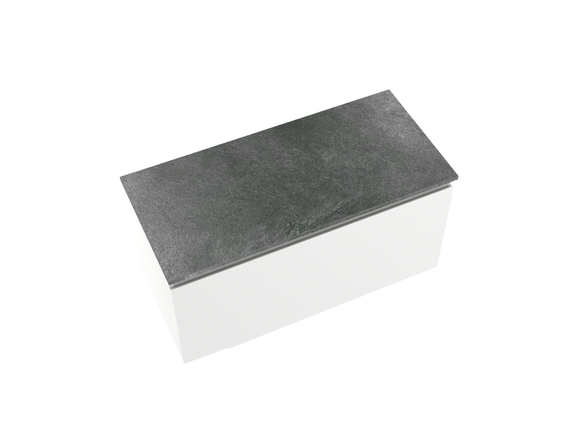 Linie Lado meuble salle de bains suspendu 100 x 46 cm blanc brillant avec Lado tablette simple ou double en mélaminé ardoise gris