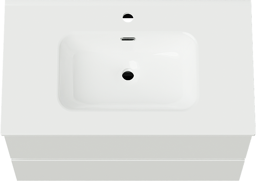 Linie Lado meuble salle de bains suspendu 80 x 46 cm blanc brillant avec Baro plan simple en porcelaine blanc brillant