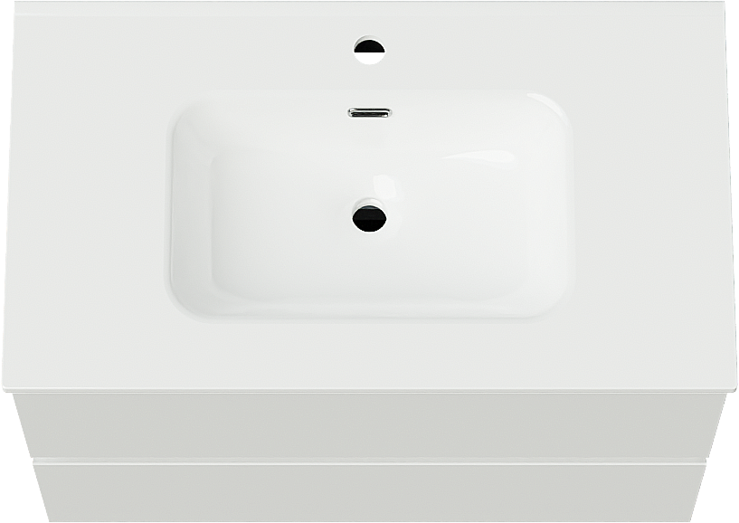 Linie Lado zwevend badmeubel 80 x 46 cm hoogglans wit met Baro enkele wastafel in porselein hoogglans wit