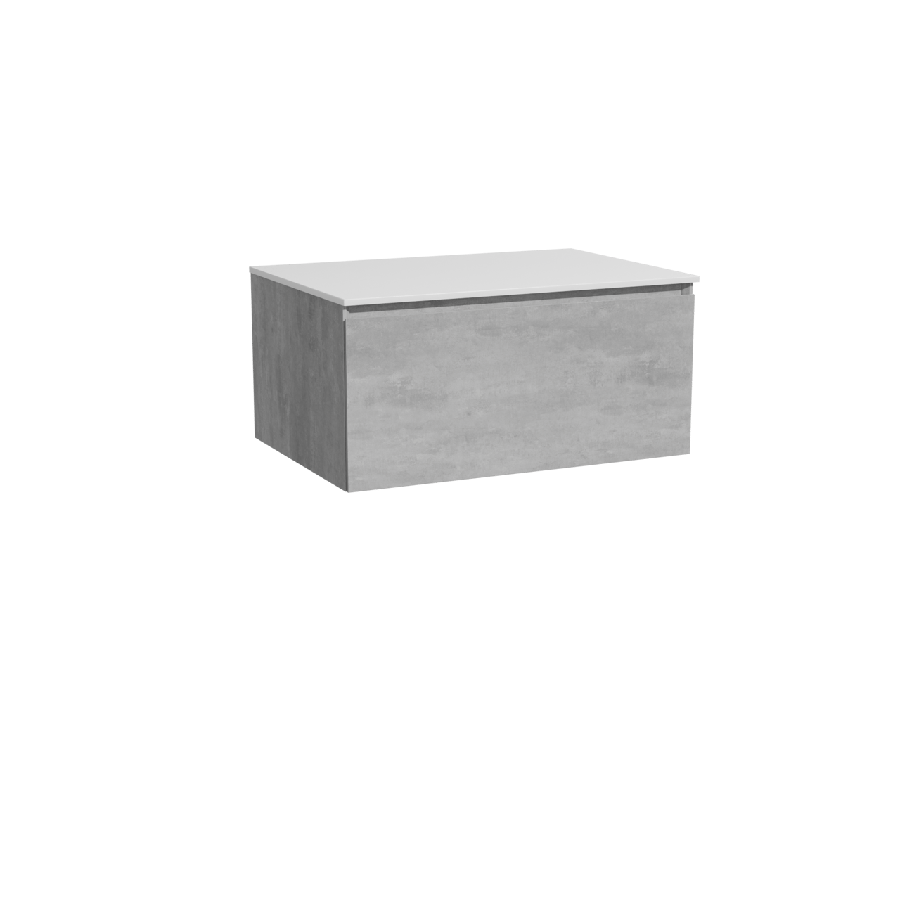 Storke Edge meuble salle de bains suspendu 75 x 52 cm béton gris foncé avec Tavola tablette simple en solid surface blanc mat