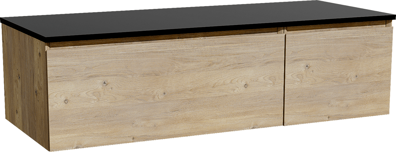 Storke Edge meuble salle de bains suspendu 130 x 52 cm chêne brut avec Panton tablette simple ou double en mdf enduit de poudre noir mat