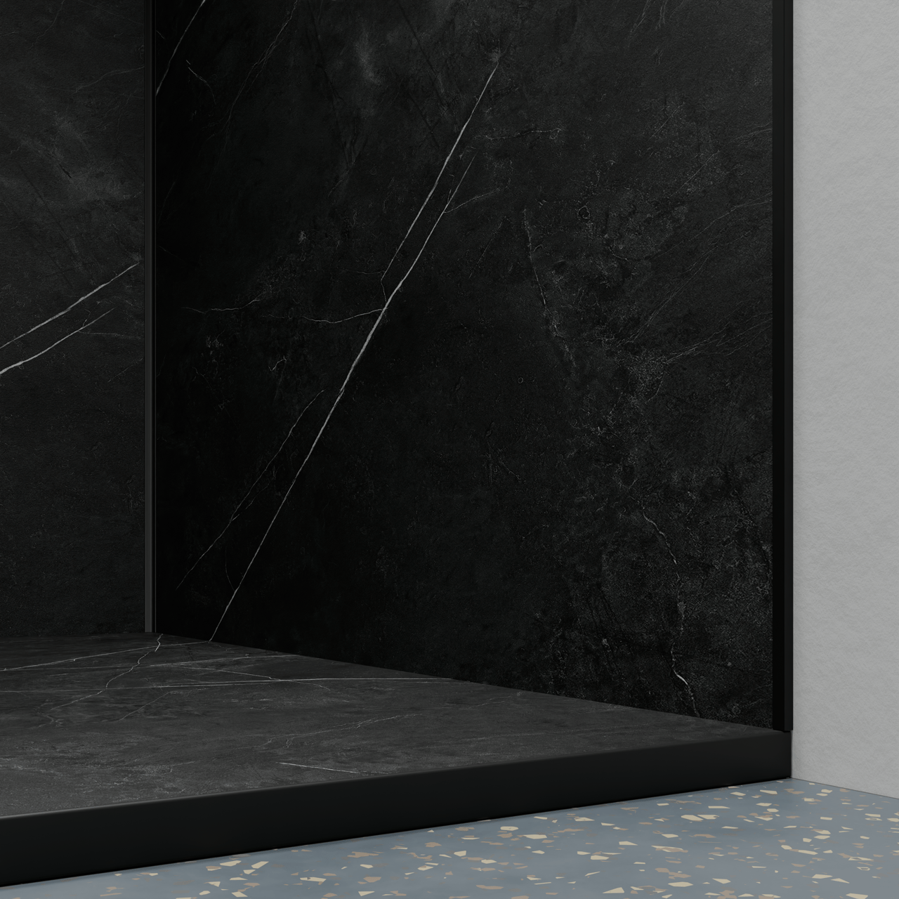 Luca Varess Suite douchebak 120 x 90 cm composietmarmer Marble Dark 
