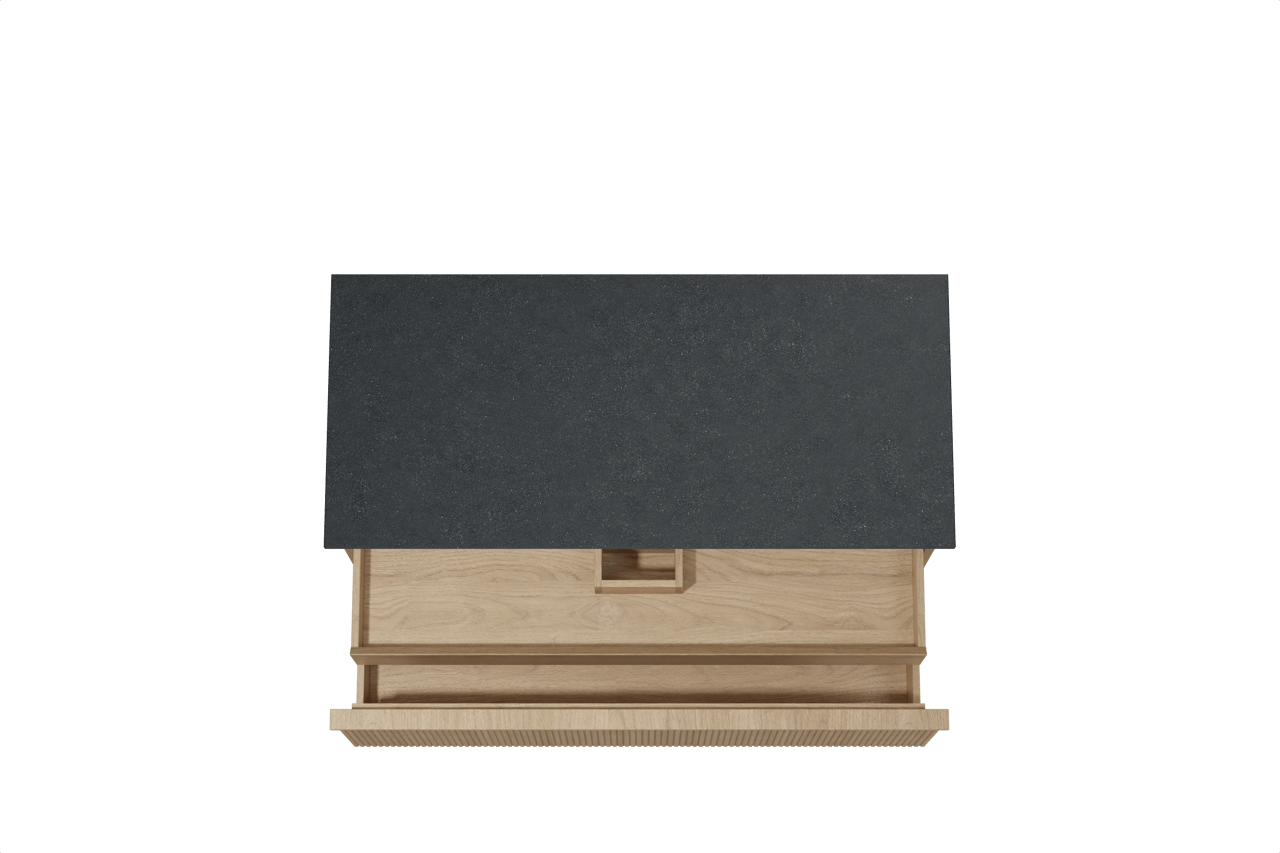 Balmani Forma meuble salle de bains suspendu 120 x 55 cm chêne naturel avec Stretto tablette simple en granit noir, Nervure droite symétrique verticale