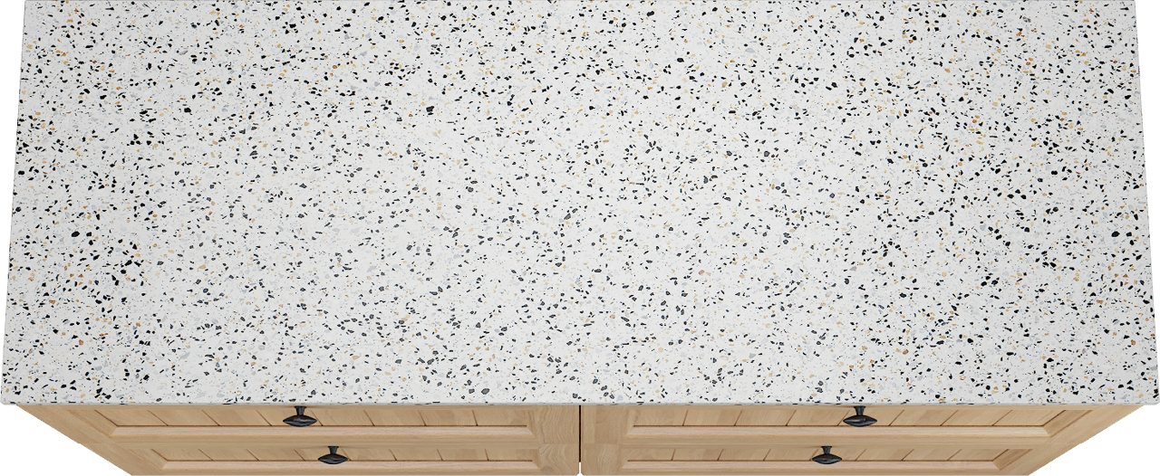 Balmani Lemon meuble salle de bains à poser 150 x 55 cm, placage chêne naturel avec Stretto tablette simple ou double en blanc/noir mat terrazzo