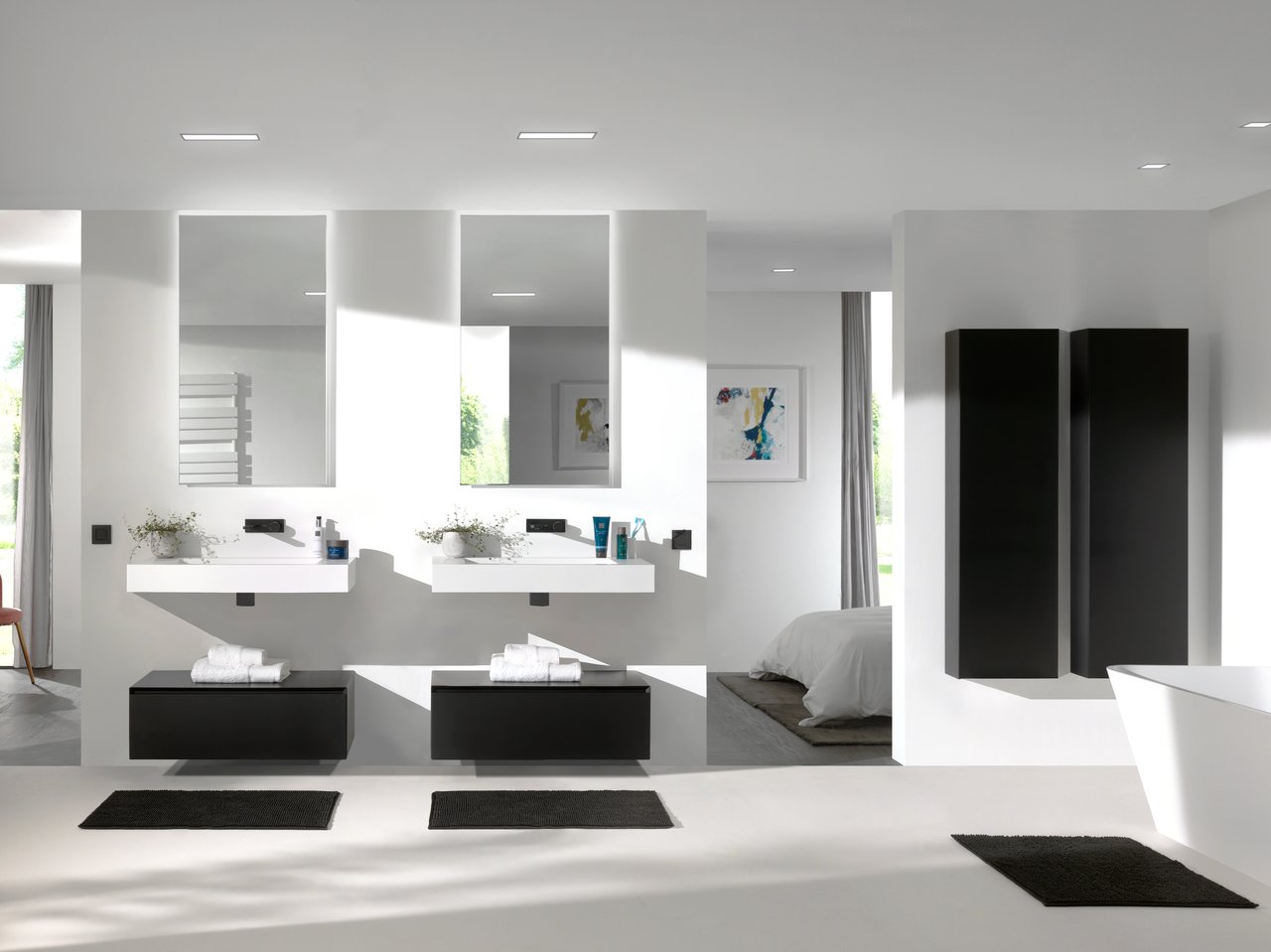 Balmani Mitra Elements zwevende wastafelonderkast 90 x 50 cm mat zwart 1 lade