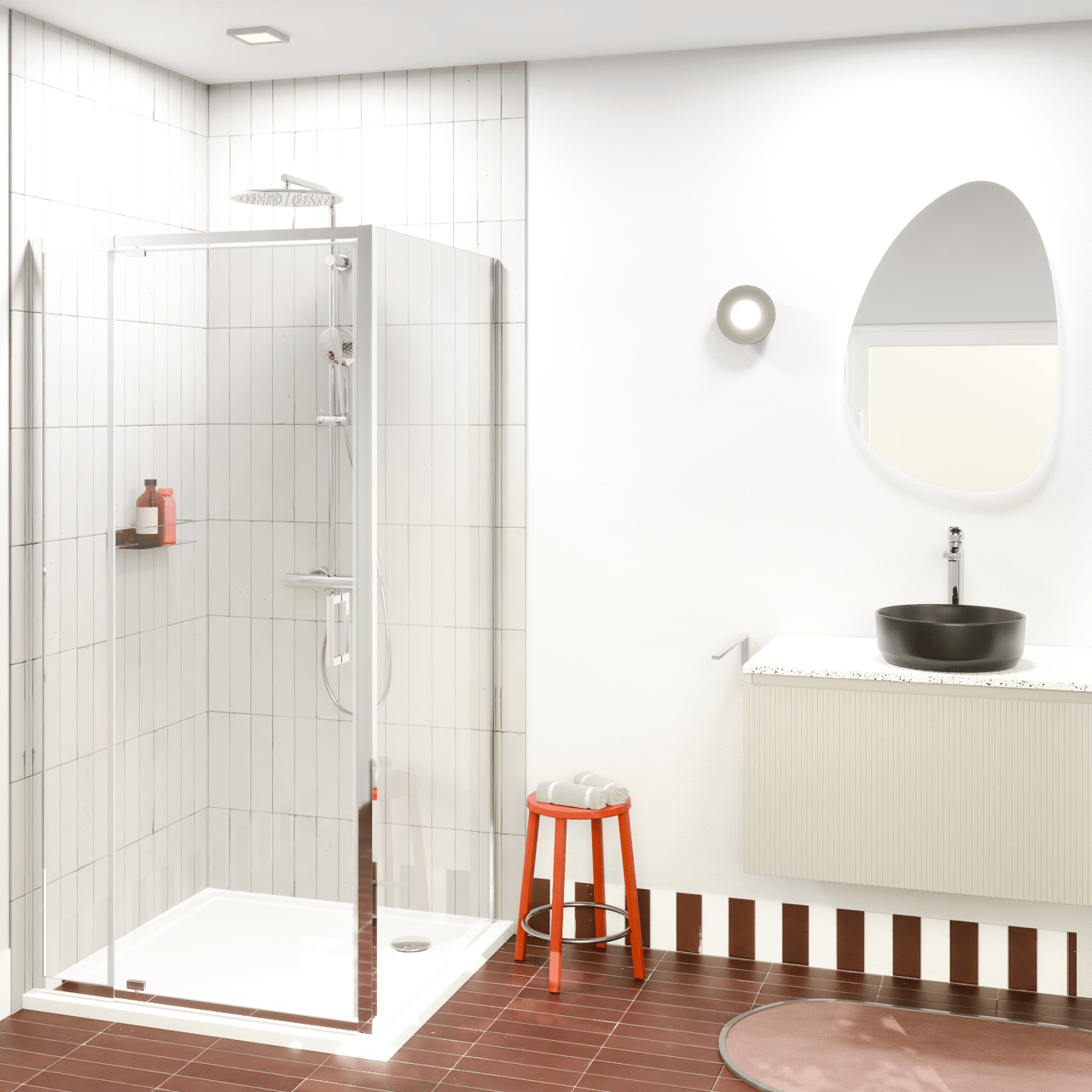 Luca Varess Vidor Telescope douchehoek met draaideur en vaste zijwand 100 x 90 cm helder glas glans chroom profiel