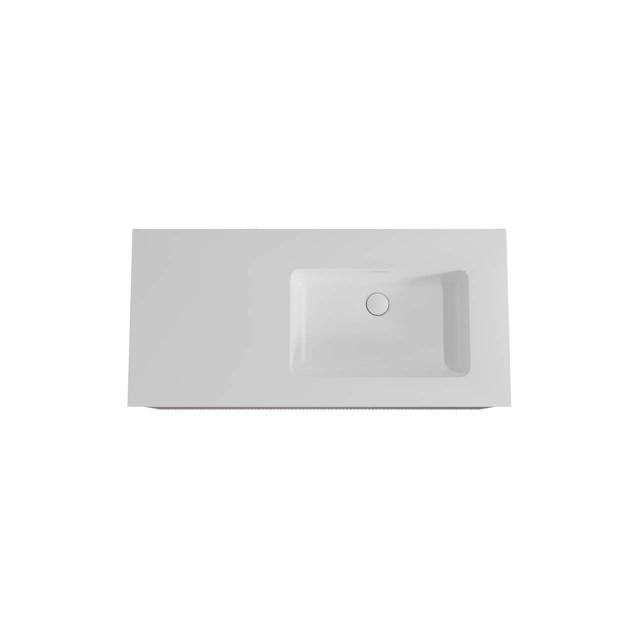 Storke Ribs zwevend badmeubel 110 x 52 cm notenhout met Mata asymmetrisch rechtse wastafel in solid surface mat wit, Verticale symmetrische rechte ribbel