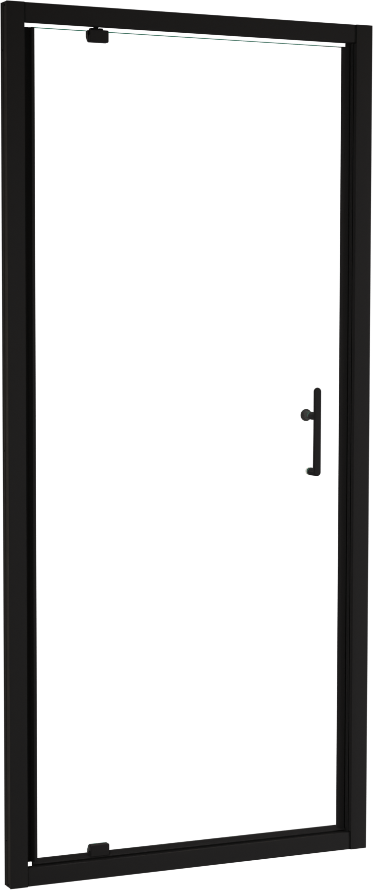 Linie Cadiz porte pivotante 90 cm x 190 cm verre transparent profil noir mat