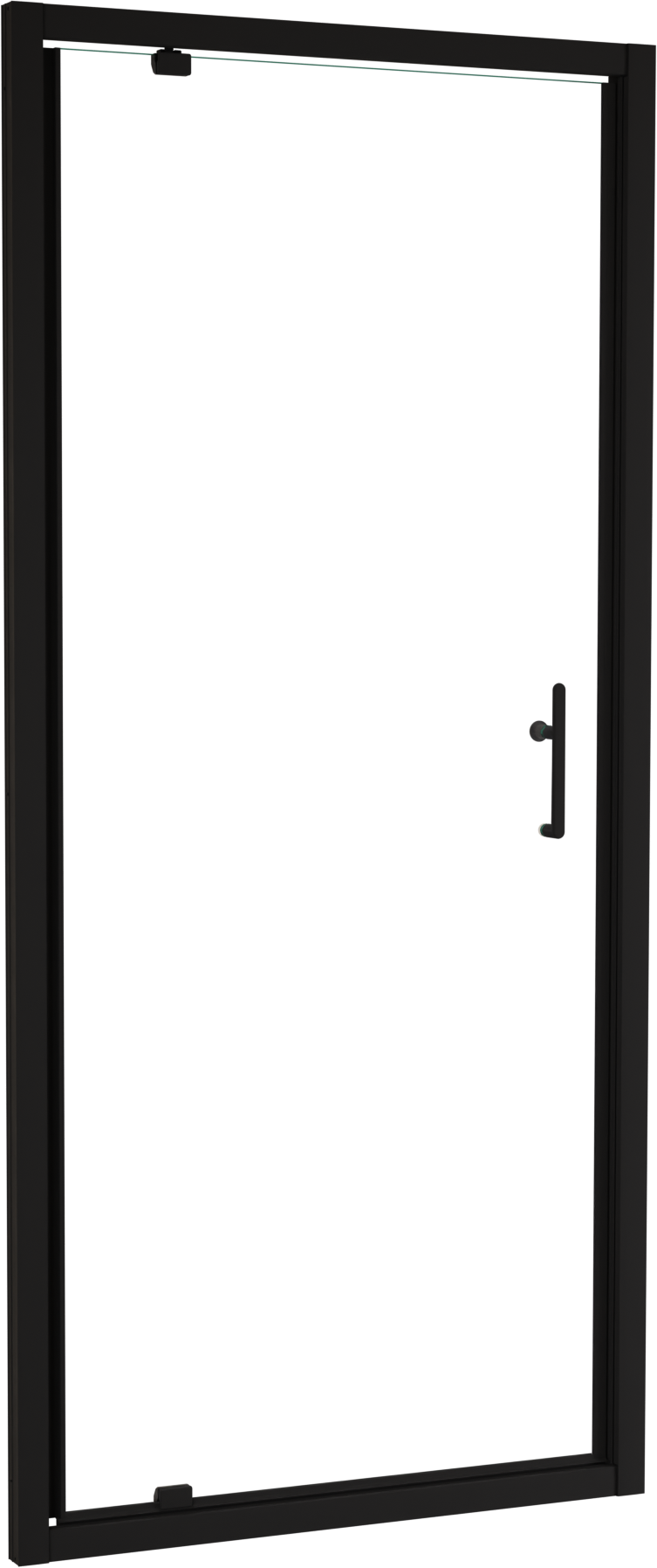 Linie Cadiz porte pivotante 90 cm x 190 cm verre transparent profil noir mat